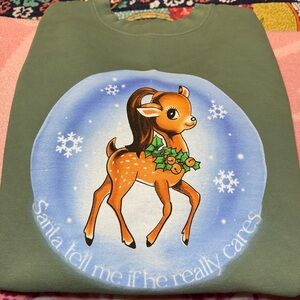 Ariana Grande Green Holiday Reindeer Sweatshirt